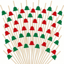 100pcs Christmas Cocktail Picks 4 7 Inches 12 Cm Bamboo Appetizer Toothpicks Buffet Fruit Fork Toothpicks Bamboo Skewers Cupcakes Decorated Christmas