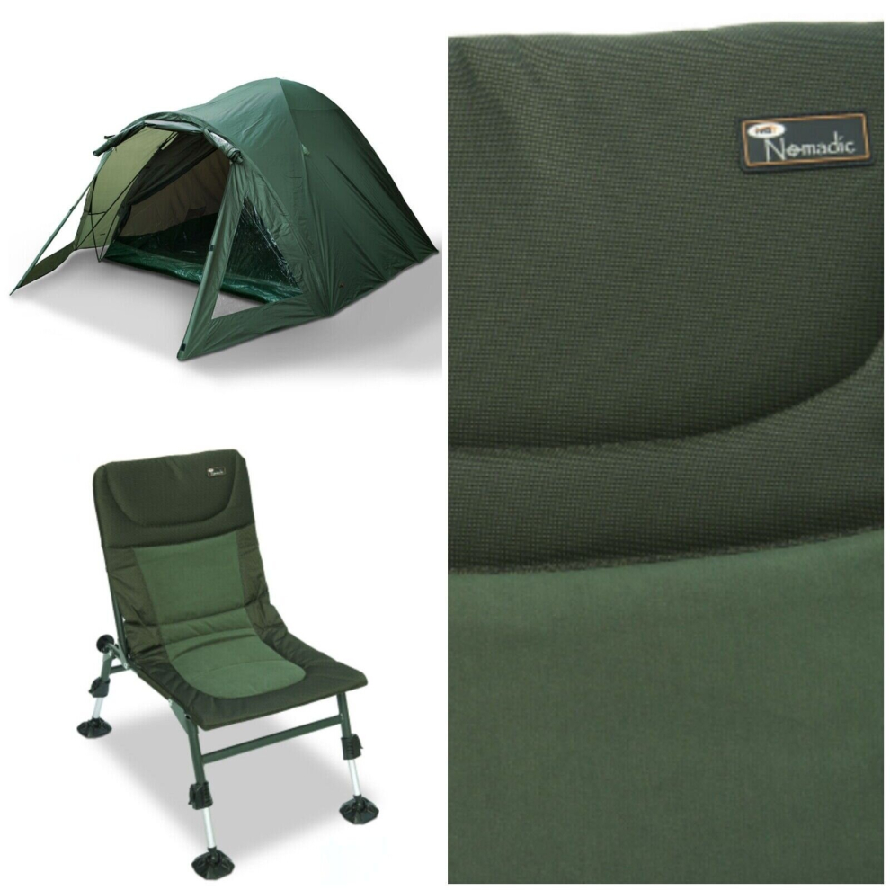 NGT Man Double Skin Green Carp Fishing Bivvy Tent Shelter + Green Chair