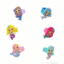 6pcs Explosive Cartoon Soft Rubber Childrens Silicone Ring Cartoon Mermaid PVC Ring Jewelry Event Party