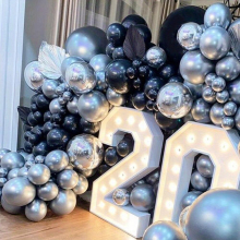 CY21221 147Pcs 4D Aluminum Foil Balloon Garland Arch Kit Silvery Wedding, Birthday, Christmas, Halloween Backdrop
