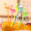 50pcs Colored Fruit Fork Butterfly Fruit Pick Flamingo Toothpick Fruit Fork 1