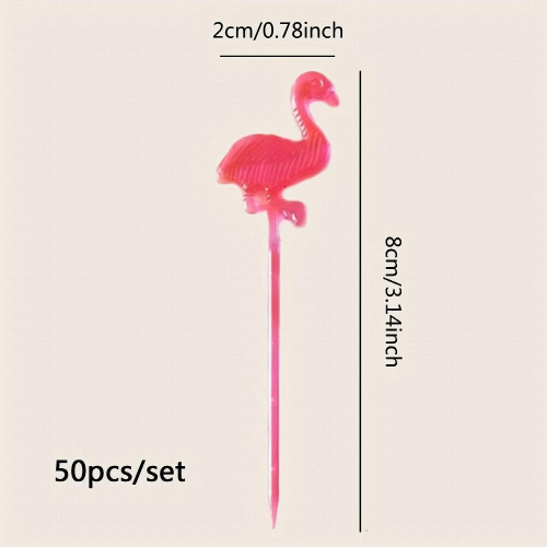 50pcs Colored Fruit Fork Butterfly Fruit Pick Flamingo Toothpick Fruit Fork 1