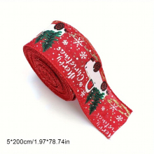 Linen Christmas Ribbon Decoration Red Plaid Bow Elk Santa Claus Snowflake Ribbon Christmas Gift Wrapping Ribbon Room Decor