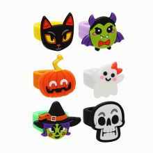 Halloween Ring Halloween Decoration Party Supplies Ghost Pumpkin Skeleton Witch Cat Ring Prank Or Dress Up Gift Set Pvc Ring