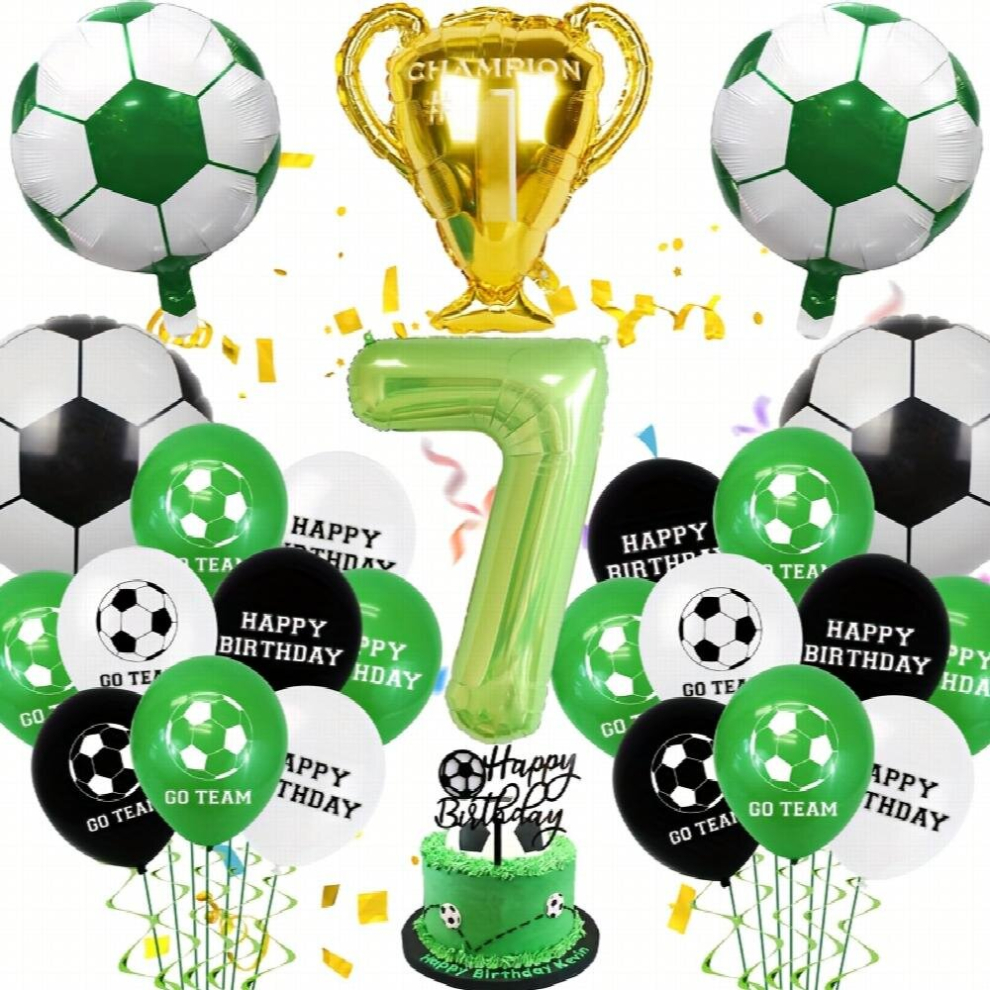 25pcs Football Party Decorations Football Balloon Set With Latex Balloon Soccer Balloon Cake Topper And Number Balloon For Football Theme Birthday-image-OPC-PD5PX9B-NEW