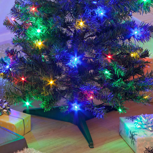 (Deluxe Black with 200 multi colour leds) AAMEN Pre-Lit Artificial Christmas Tree 1