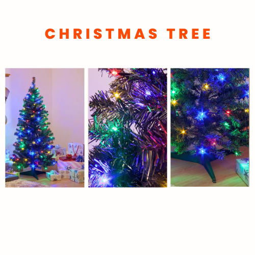 (Deluxe Black with 200 multi colour leds) AAMEN Pre-Lit Artificial Christmas Tree 2
