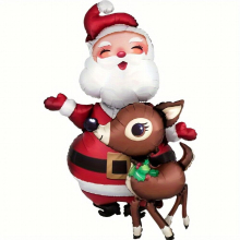 2pcs Huge Santa Reindeer Foil Balloons Christmas Party Balloon Decorations Inflatable Toys Christmas Decor