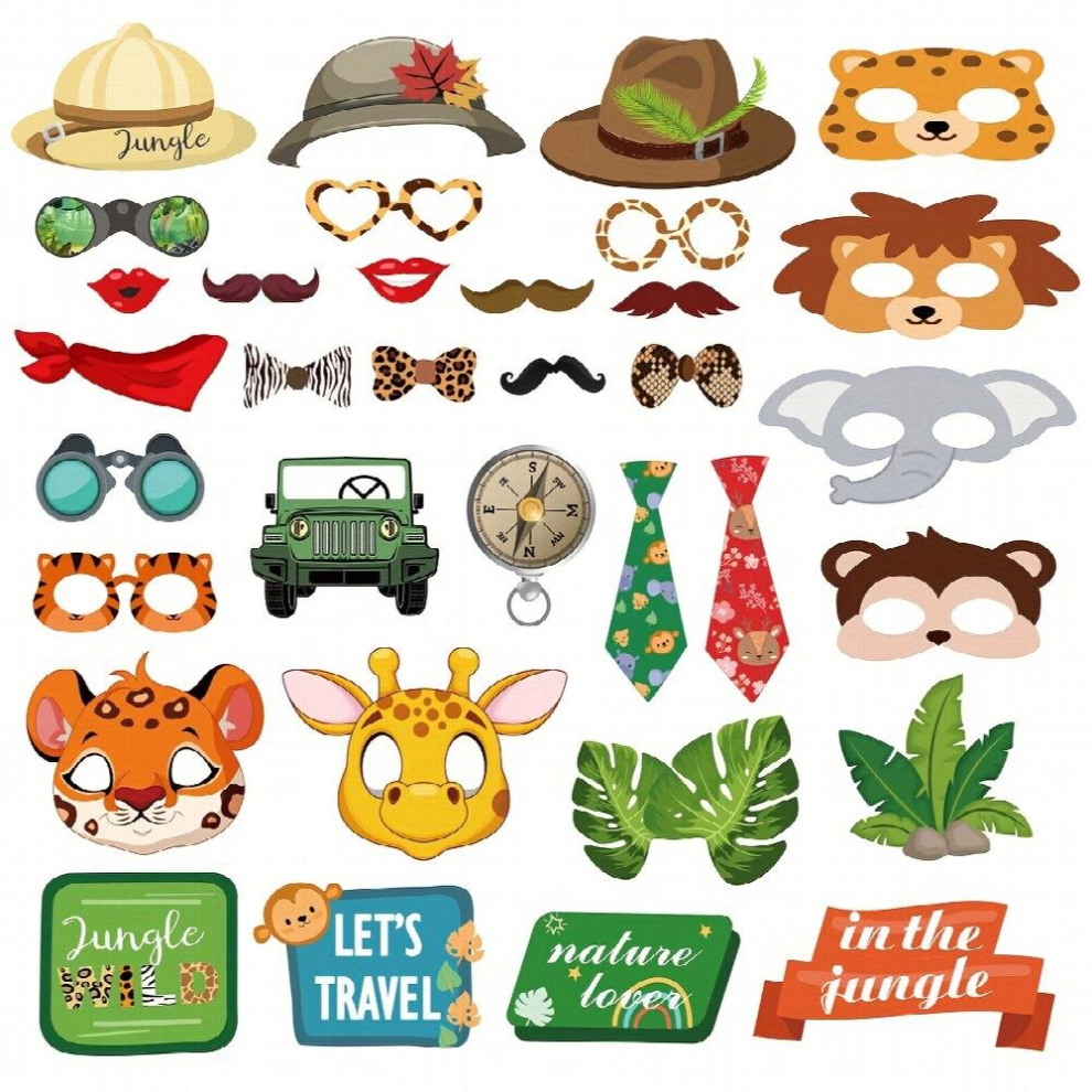 30Pcs Jungle Themed Birthday Party Photography Props 885680160790