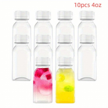10pcs Plastic Juice Bottles 4oz 5oz 12oz 16oz Mini Fridge Bottles Reusable Plastic Container Bottles Mini Juice Bottles Clear Juice Bottles For Juicin