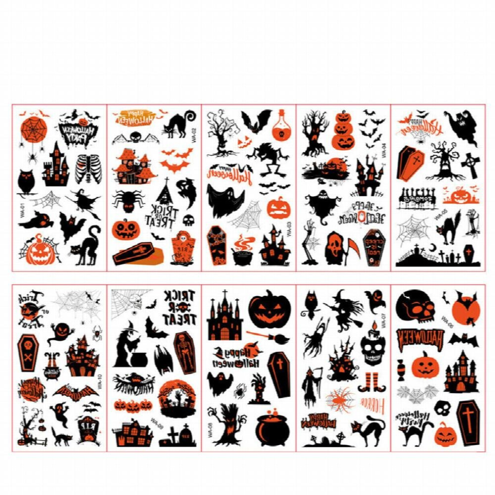 30pcs Childrens Cartoon Halloween Tattoo Stickers Funny Temporary Tattoo Stickers