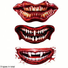 3pcs Halloween Holiday Party Decoration Supplies Mouth Tattoo Paste Party Horror Thriller Lip DIY Decoration