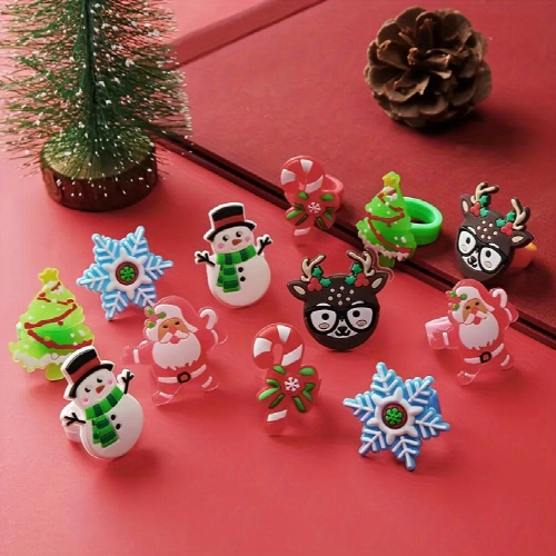 6pcs Christmas Rings Soft Rubber Rings Party Small 1