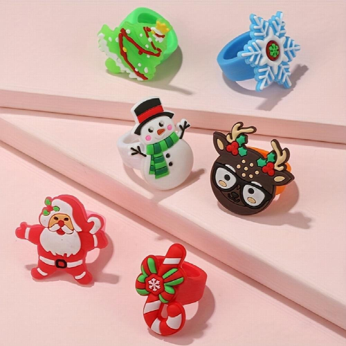 6pcs Christmas Rings Soft Rubber Rings Party Small 2