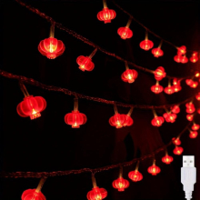 LED Red Lanterns String Lights 40 LEDs Fairy String Lights USB Operated Hanging Lanterns String Lights For Year Spring Christmas Party Decoration