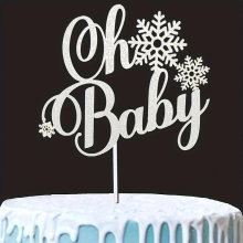 1pc Silvery Paper Cake Insert For Birthday Party Decoration Snowflake Cake Insert Winter Christmas Decoration