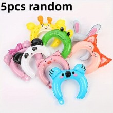 5pcs Zoo Animal Inflatable Headbands Wildlife Safari Balloon Hair Hoop Animals Balloons Hat Jungle Theme Party Favors Party Supplies Room Decor Party