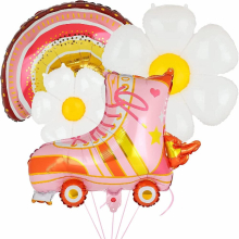 Summer Party Birthday Daisy Pink Skate Shoes Rainbow Aluminum Film Balloon Bundle Combination Package