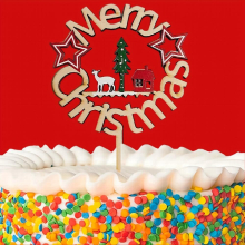 1pc Wooden Christmas Cake Insert For Christmas Celebration