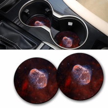 2pcs Holiday Party Coaster Decorative Mat Coffee Coaster Waterproof Round Holiday Party Coaster Car Cup Holder Mat