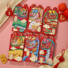 6pcs Red Envelopes Cartoon Year Of The Dragon Red Packet Spring Lucky Money Packets For Lucky Money Envelopes Year Wedding