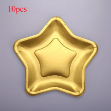 10pcs Star Shaped Paper Plates Disposable Party Plate Pentagram Dinnerware Plate For Graduation Independence Wedding Birthday Golden Star Paper Plate