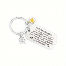 1pc Stainless Steel Keychain Key Chain Gift For Granddaughter From Grandfather Grandmother Birthday Gift For Granddaughter Holiday Gift Christmas Gift