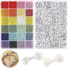 Craft Beads Kit 10800pcs 3mm Glass Seed Beads And 1200pcs Letter Beads For Friendship Bracelets Jewelry Making Necklaces And Key Chains With 2 Rolls O