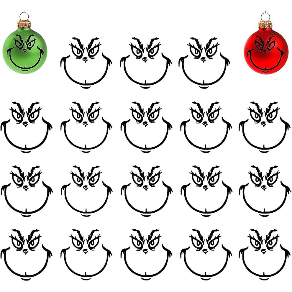 10pcs Finduat Grinch Stickers For Ornaments Grinch Face Decals Vinyl Sticker -sz.224