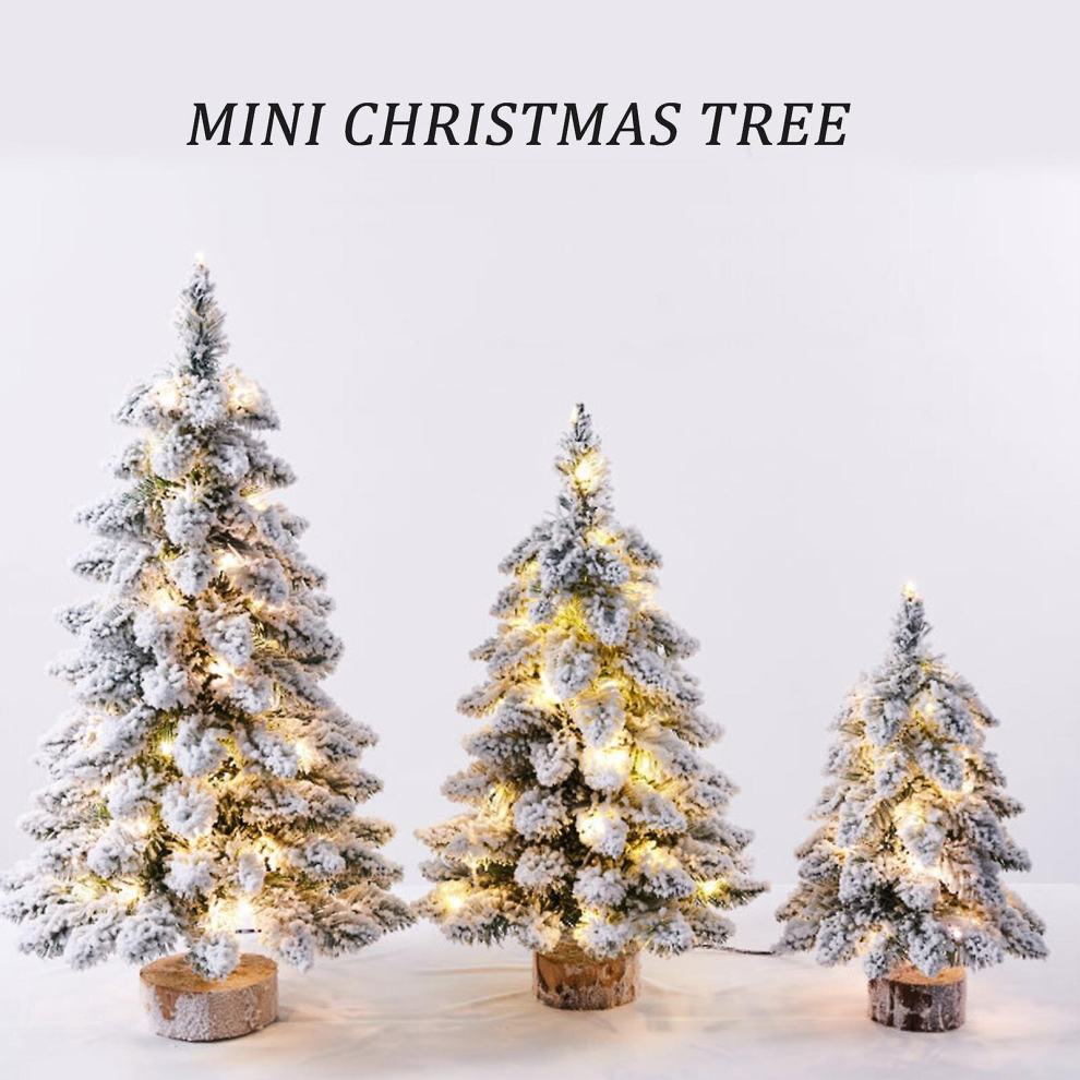 Prelit Tabletop Christmas Tree With Led Lights And Wood Base For Table Desk Home Christmas