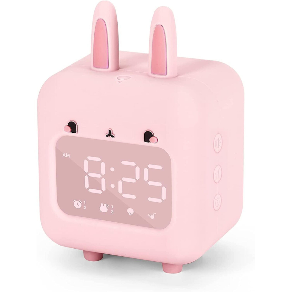 Kids Alarm Clock, Digital Alarm Clock For Kids, Cute Bunny Alarm Clock For Girls, White Noise Alarm Clock, Night Light With Usb Children's Alarm Clock