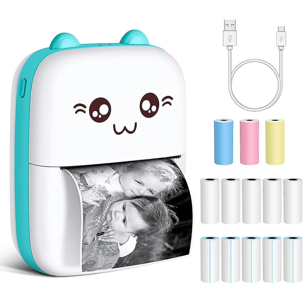 Portable Photo Printer, Bt Wireless Instant Photo Printer Portable Thermal Photo Label Sticker Ticket For Ios/Android1121 Black/White 9326616327067
