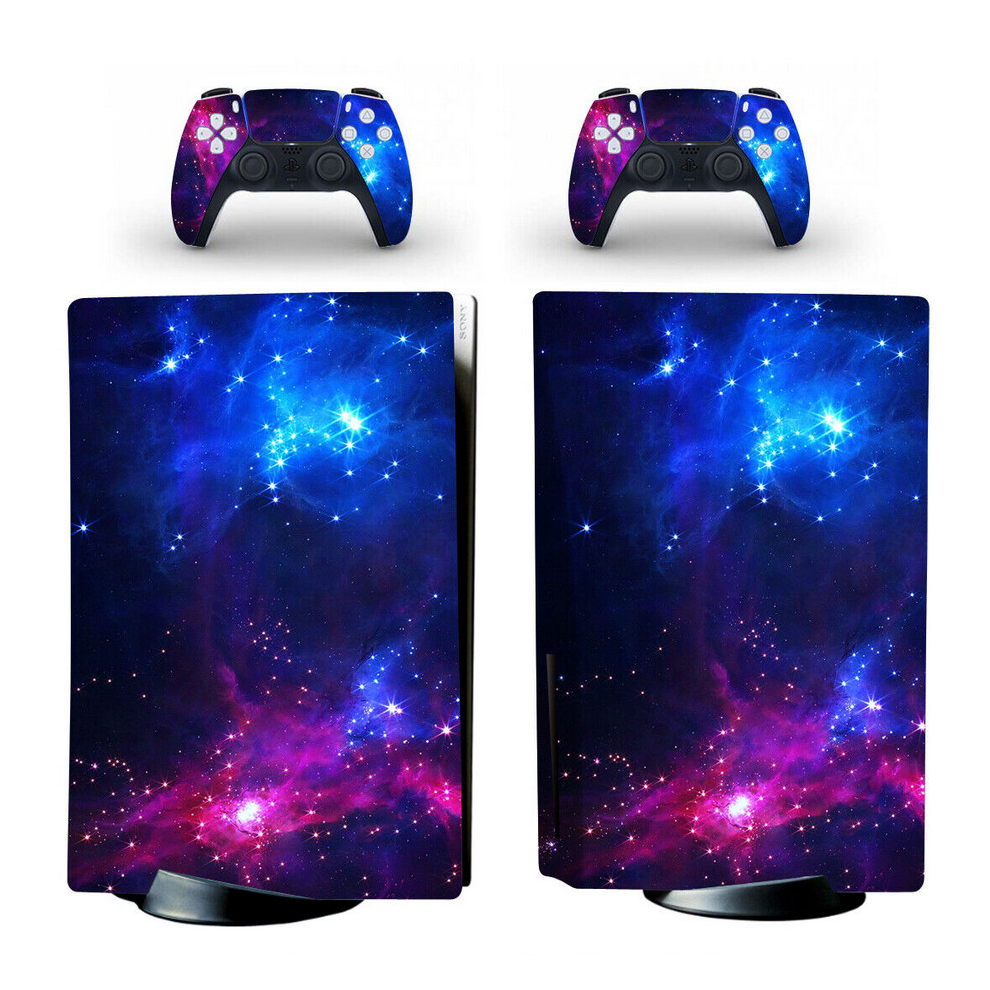 PS5 Standard Disc Console Skin Sticker Decals Galaxy Space Purple Cosmic Nebular