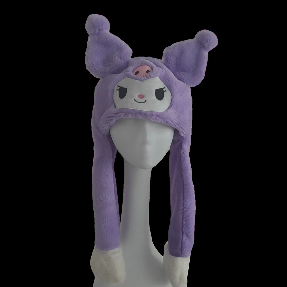 (Purple Kuromi) Sanrio Cinnamon Kuromi Inflatable Cap Plush Toy Moving Ears Girl Kids  Gifts