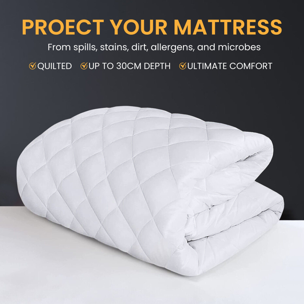 (Quilted-King) Quilted Mattress Protector Extra Deep Single Double King Sizes