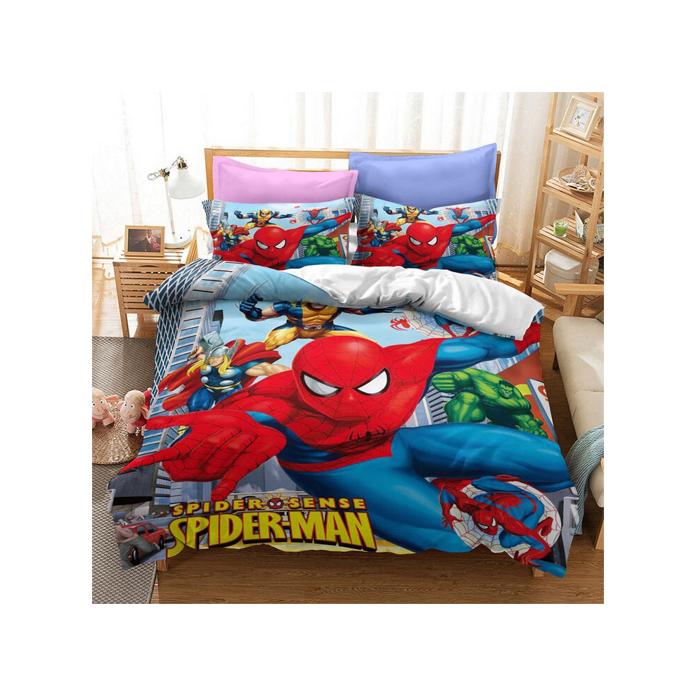 (1, King(220x240cm)) spiderman UK Size Sheets Three Piece Four Piece Single and Double KING Duvet Covers