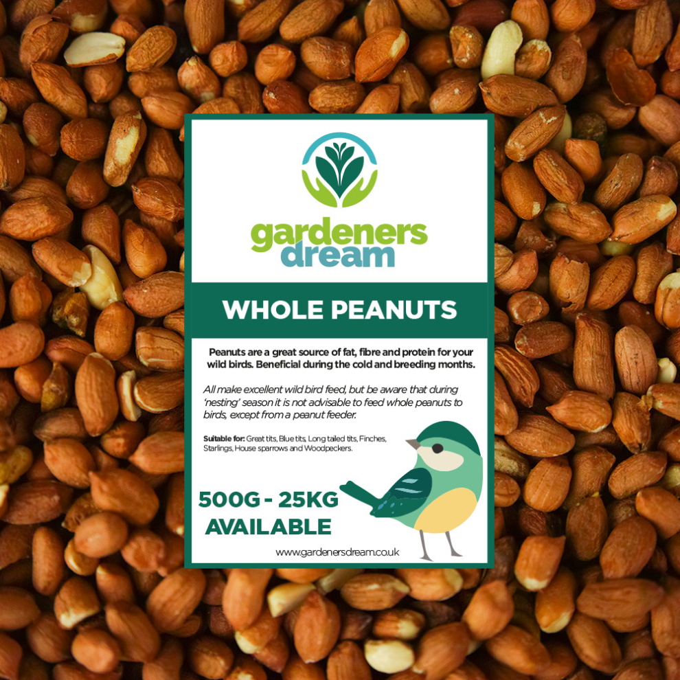 GardenersDream Whole Peanuts - Fresh Premium Wild Bird Seed Garden Food Nut Feed 12.5kg