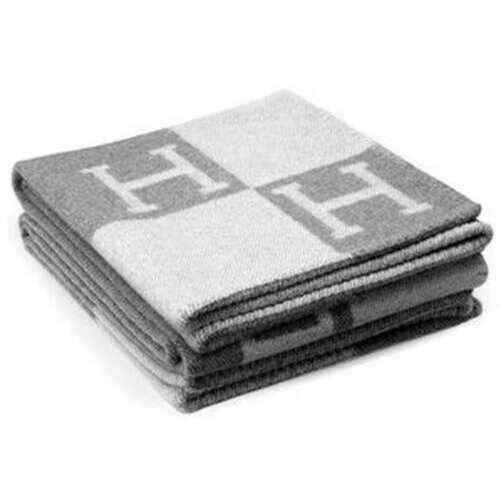 (Grey) New wool Cashmere Throw Plaid Blankets Pillow Sofa Bedding Shawl