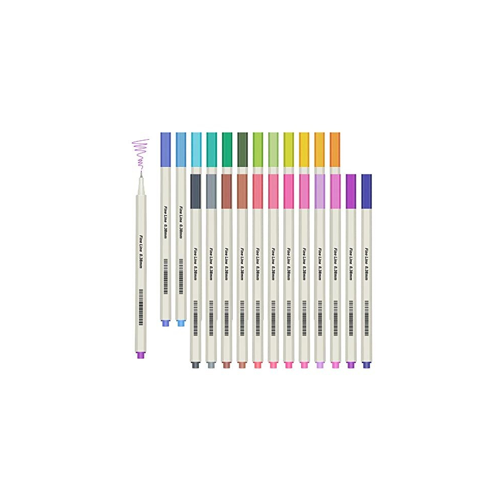 APOGO Fineliner Pens ? 24 Colour No Bleed Fine Line Pen 0.38mm, Fine Liners for Bullet Journal Note, Art Supplies, Scribbles, Sketch Writing, Comics