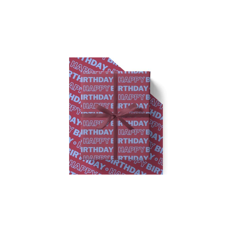 Claret and Blue Wrapping Paper Sheets 84cm x 60cm with matching tags - Eco Friendly Recyclable Premium Aston Villa West Ham Burnley Football Gift Wrap