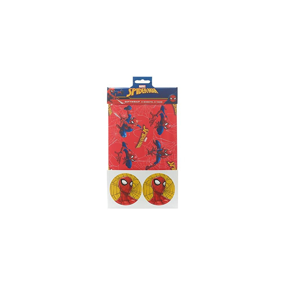 Marvel Spider-Man Gift Wrap Pack Contains 2 Sheets & Tags Wrapping Paper