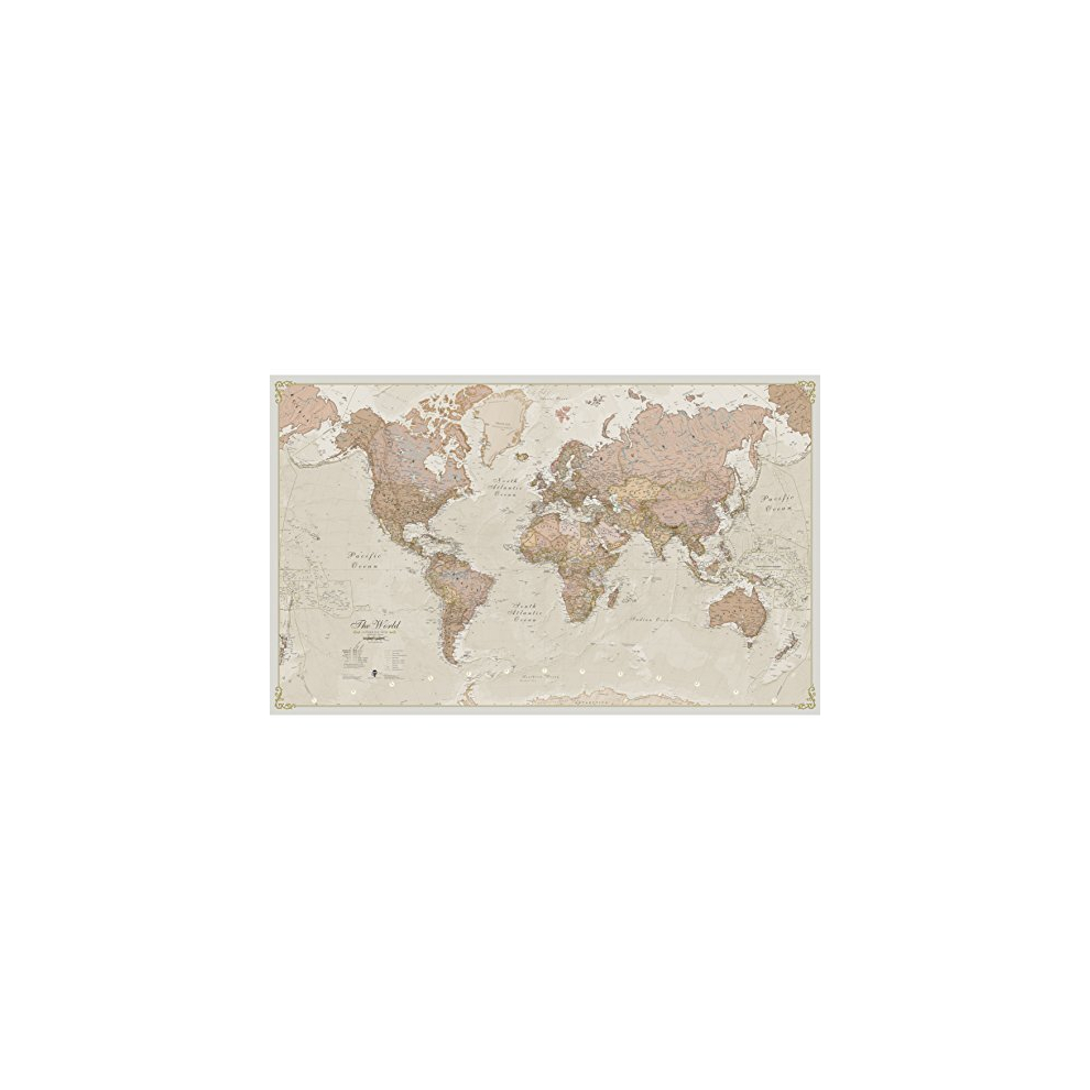 Giant World Map - Antique World Map Poster - Laminated ? 201 x 116