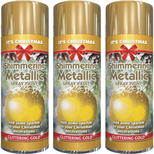 Rapide 3x200ml METALLIC Glittring Gold Christmas Paint tree decorations spray