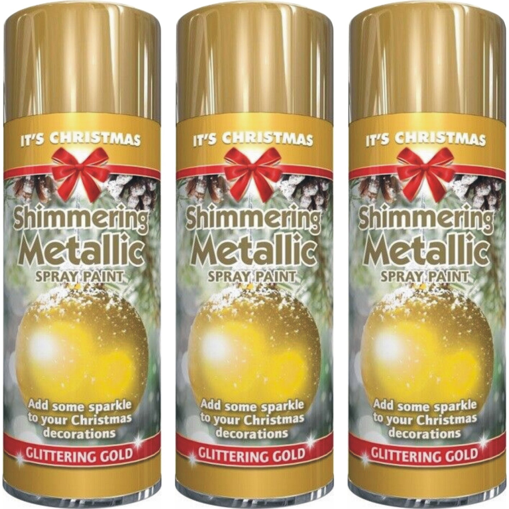 3x200ml METALLIC Glittring Gold Christmas Paint tree decorations spray