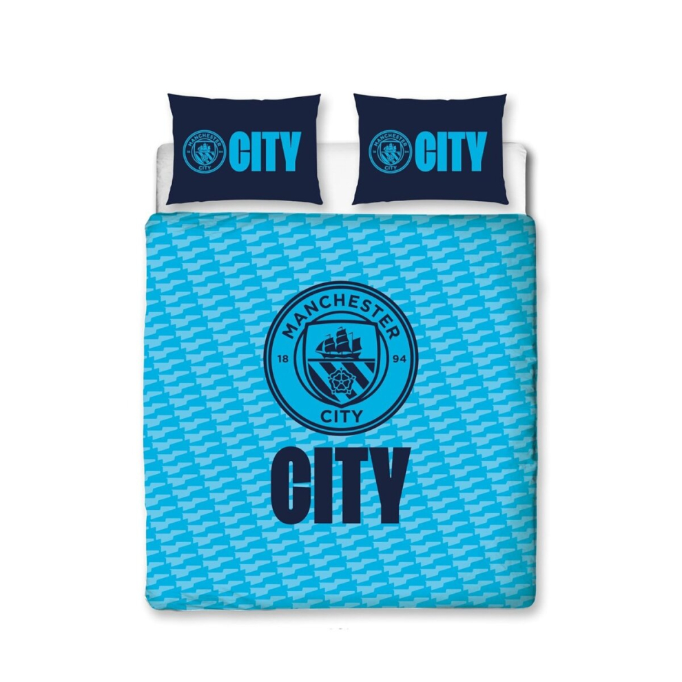 (Single) Manchester City FC Crest Duvet Cover And Pillowcase Set