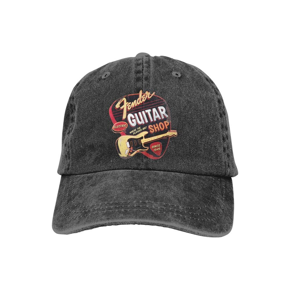 (One Size, black) Fender Since 1954 Stratocaster Unisex Vintage Jeans Baseball Hat Adjustable Denim Cap Trucker Hat