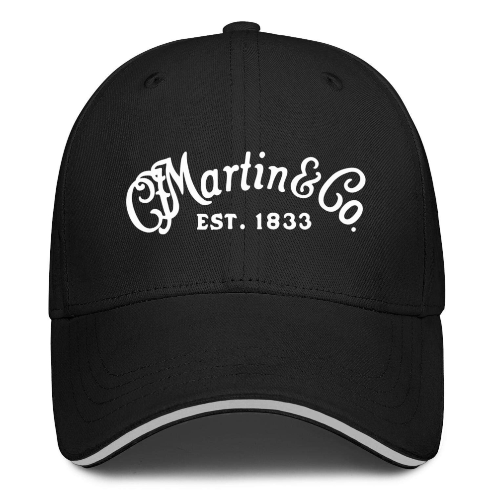 (One Size, black) Martin-Guitar- Mens Womens Washed Rock Cap