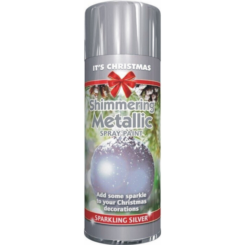 200ml METALLIC Sparkling Silver Christmas Paint tree Decorations spray