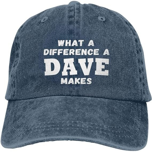 (One Size, Navy Blue) What A Differences A Dave Makes Hat Baseball Cap Hats for Men Adjustable Hat