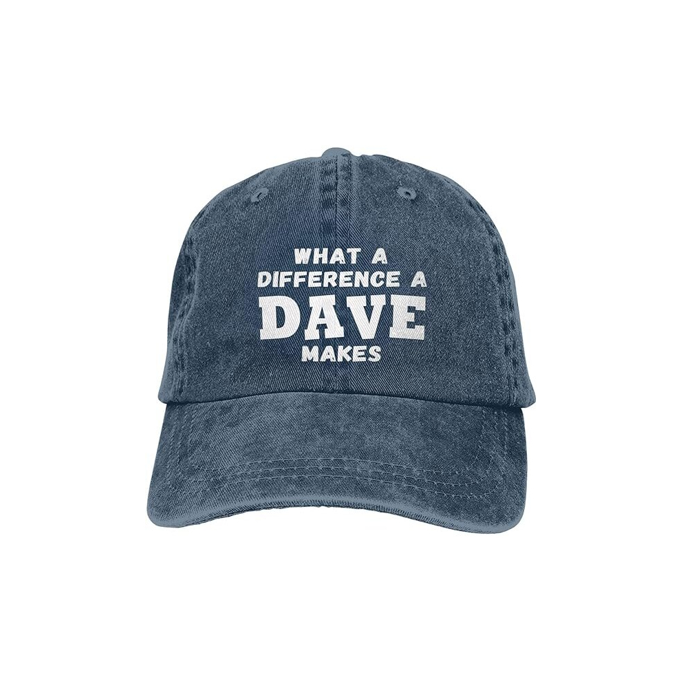 (One Size, Navy Blue) What A Differences A Dave Makes Hat Baseball Cap Hats for Men Adjustable Hat